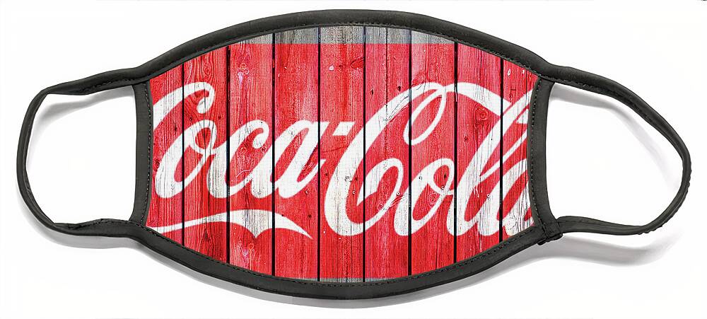 Coca Cola Face Mask featuring the digital art Coca Cola Barn Wood Sign 6 by CAC Graphics