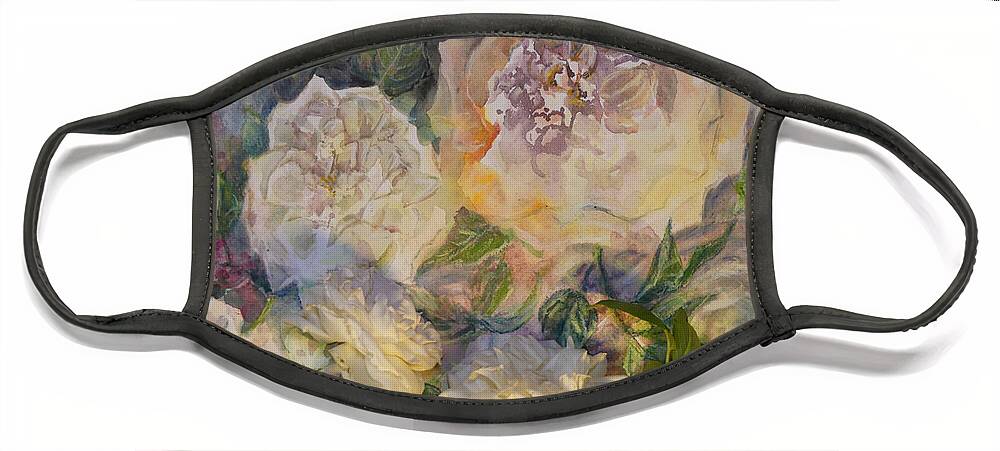 Coeur De Neige Face Mask featuring the painting Coeur de Neige Rose Art and flower by Ryn Shell
