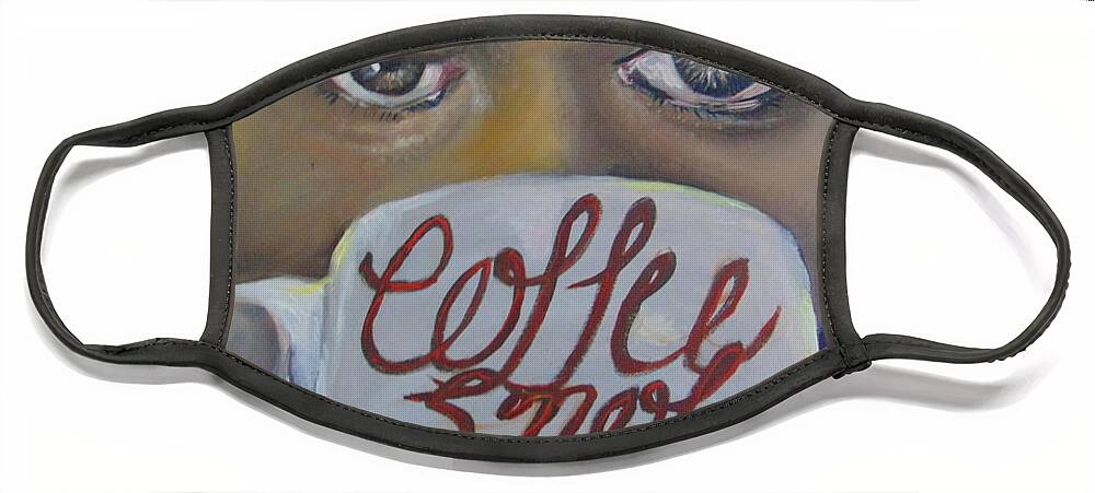 Coffee Cup Face Mask featuring the Coffee Snob by Saundra Johnson