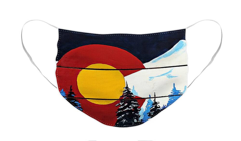 Colorado Face Mask featuring the painting Colorado Winter Flag by Tom Riggs
