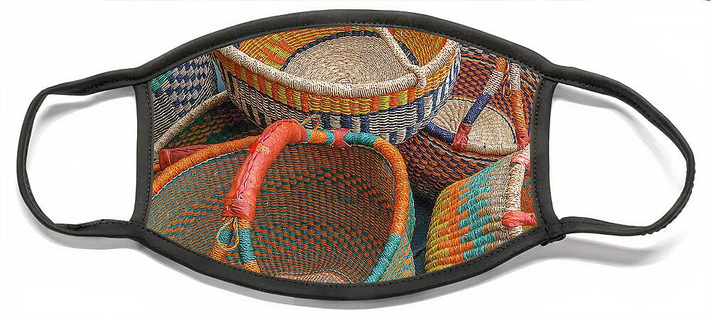 Baskets Face Mask featuring the photograph Colorful Baskets from Nurenberg Market by Peggy Dietz
