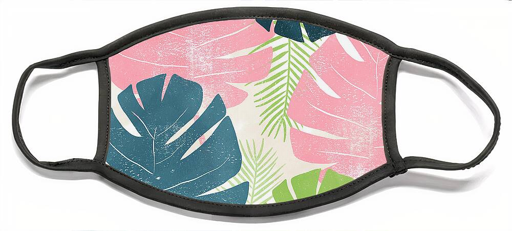 Tropical Face Mask featuring the mixed media Colorful Palm Leaves 1- Art by Linda Woods by Linda Woods
