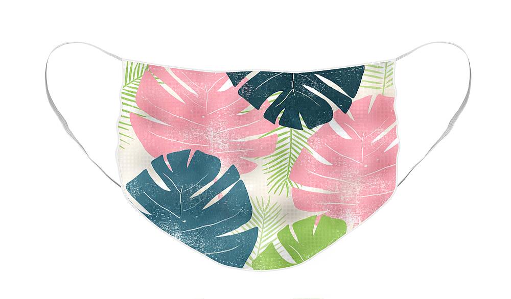 Tropical Face Mask featuring the mixed media Colorful Palm Leaves 1- Art by Linda Woods by Linda Woods