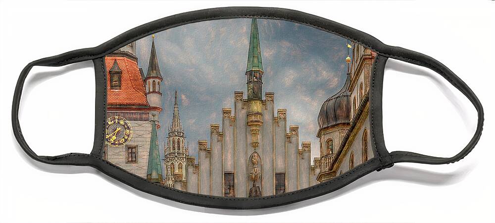 Munich Face Mask featuring the photograph Colorful Spires of Munich by Marcy Wielfaert
