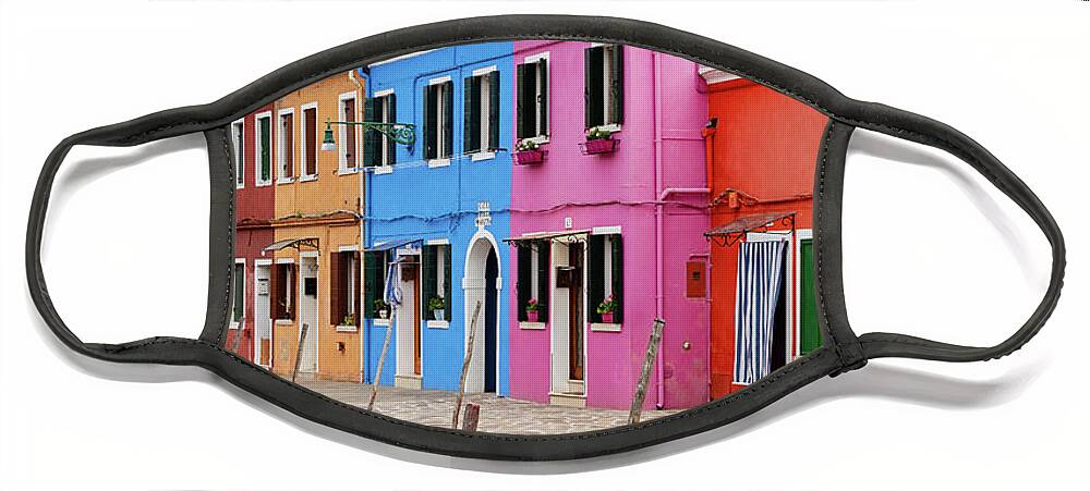 Burano Italy Face Mask featuring the photograph Colors of Burano Italy #5 by Melanie Alexandra Price