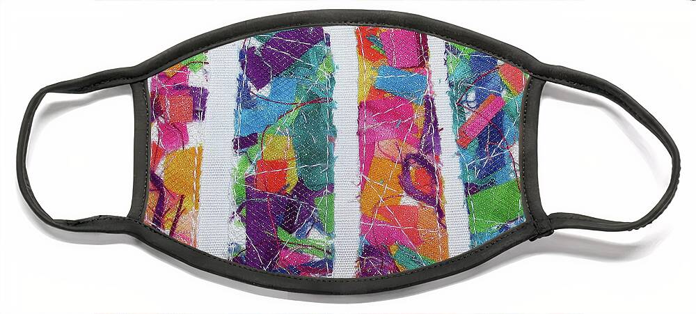 Fiber Art Face Mask featuring the tapestry - textile Confetti is Good for the Soul by Pam Geisel