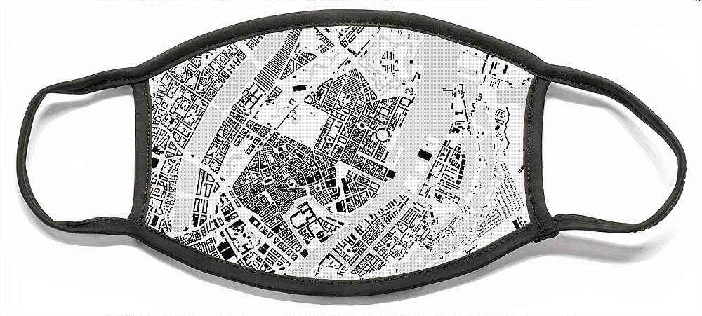 City Face Mask featuring the digital art Copenhagen building map by Christian Pauschert