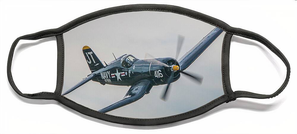 Plane Face Mask featuring the photograph Corsair Approach by Tom Claud