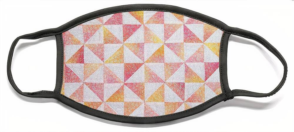 Art Quilt Face Mask featuring the tapestry - textile Cotton Candy Pinwheels by Pam Geisel
