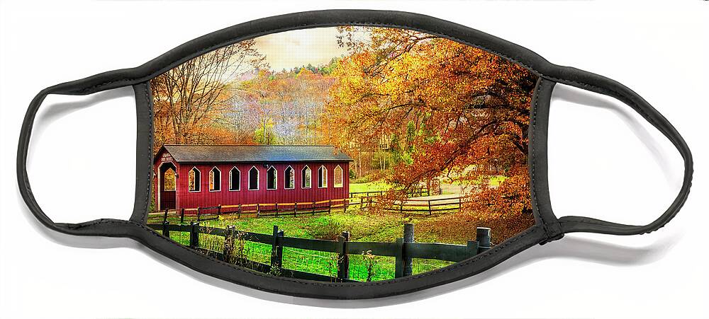 Andrews Face Mask featuring the photograph Country Red in Autumn by Debra and Dave Vanderlaan