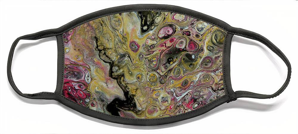 Poured Acrylic Face Mask featuring the painting Crazy Lace Agate by Lucy Arnold