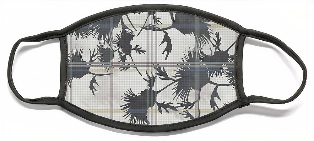 Plaid Face Mask featuring the digital art Cream Thistle Plaid Contrast Border by Sand And Chi