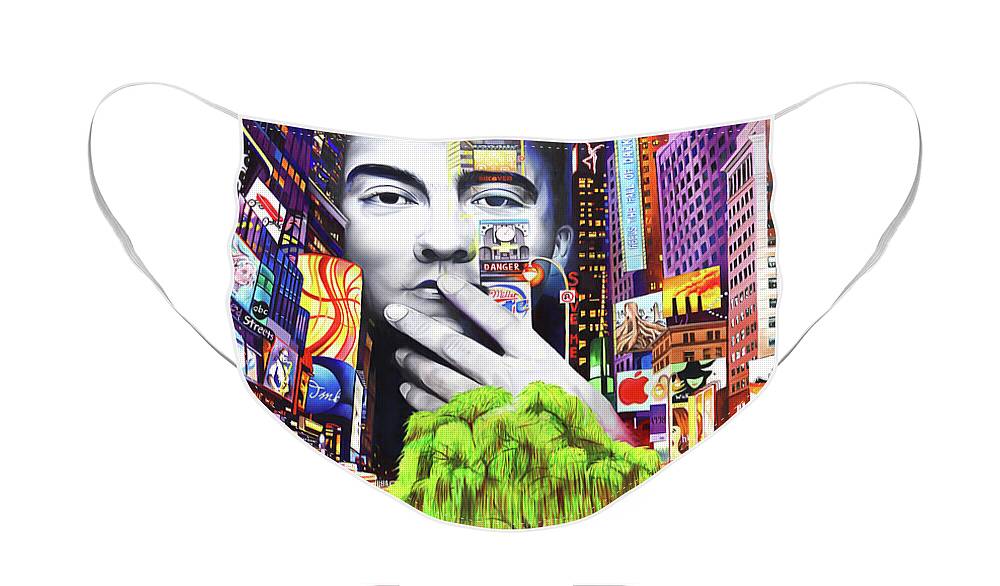 The Dave Matthews Band Face Mask featuring the painting Dave Matthews Dreaming Tree by Joshua Morton