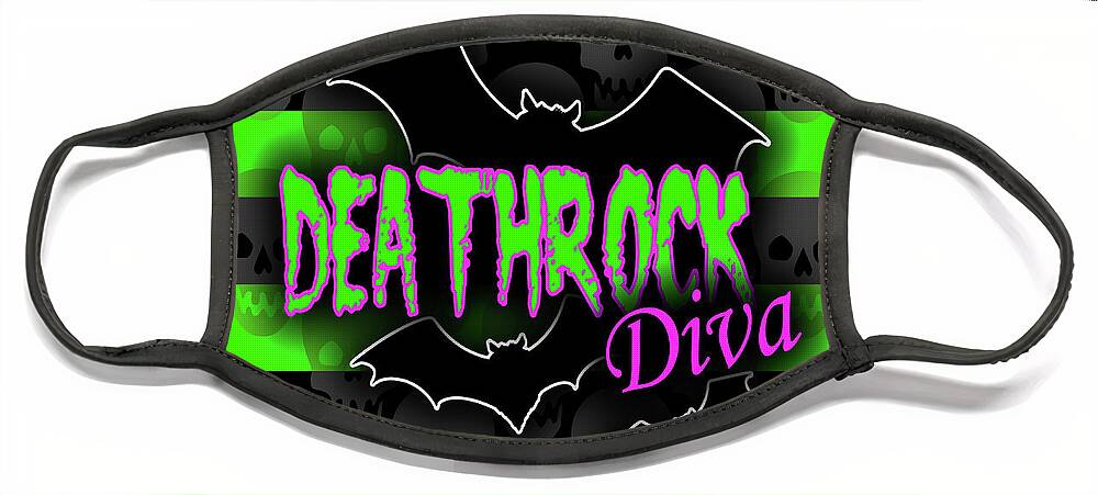 Deathrock Face Mask featuring the digital art Deathrock Diva Graphic by Roseanne Jones