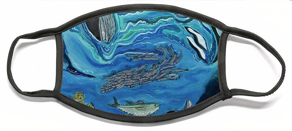 Ocean Face Mask featuring the painting Deep Sea Treasures by Patricia Arroyo