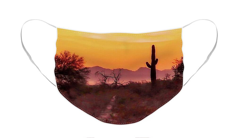 Affordable Face Mask featuring the photograph Desert Sunrise Trail by Judy Kennedy