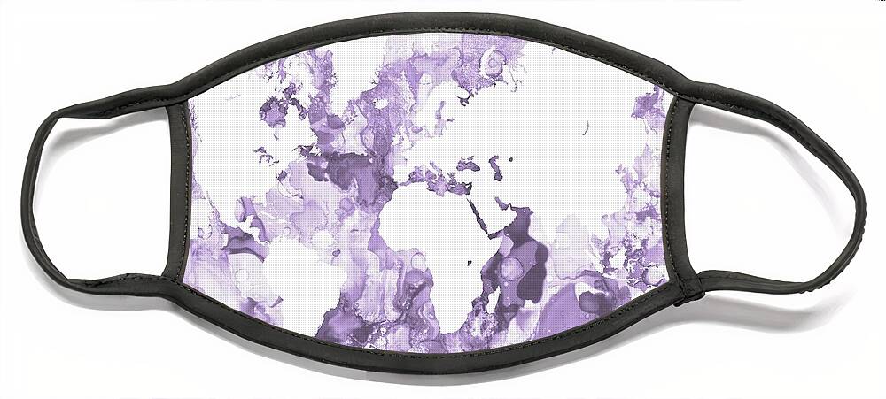 World Map Face Mask featuring the digital art Design 109 by Lucie Dumas