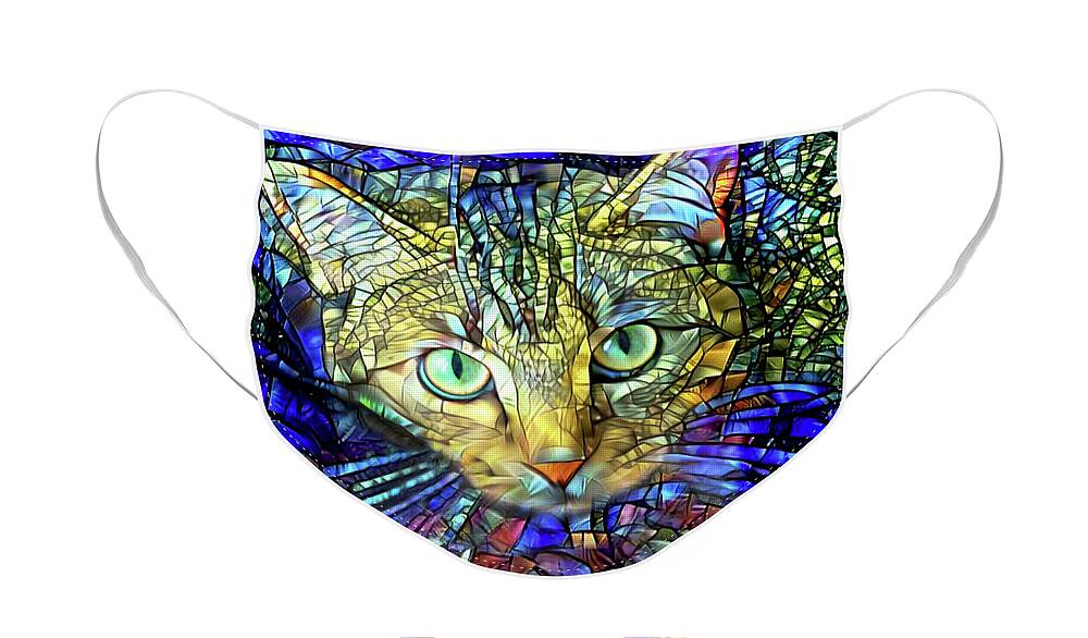 Cat Face Mask featuring the digital art Dinner Time by Peggy Collins