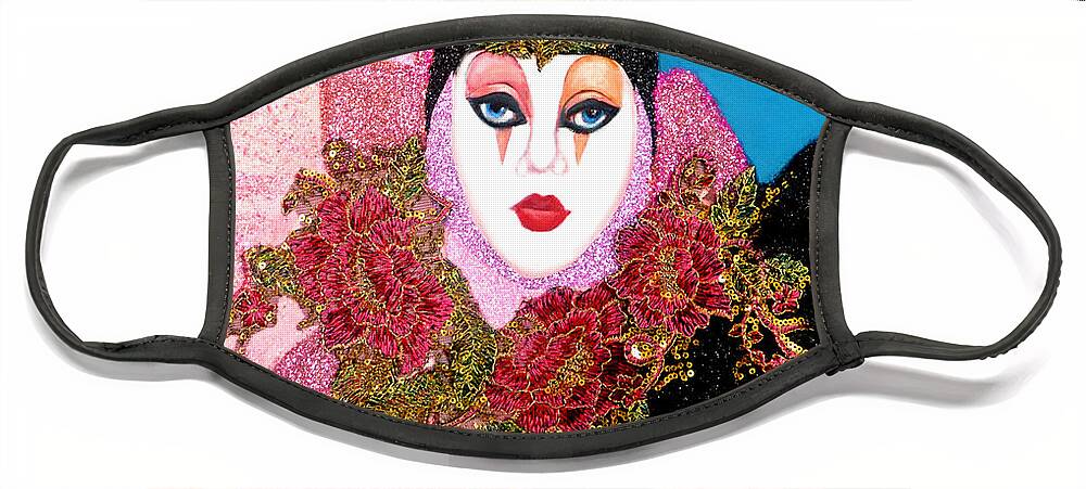Mixed Media Painting Face Mask featuring the mixed media Doda - Carnival of Venice by Anni Adkins