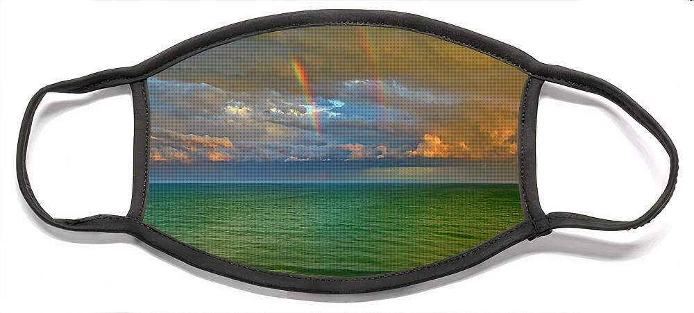 Myrtle Beach Face Mask featuring the photograph Double Rainbow Myrtle Beach by Meta Gatschenberger