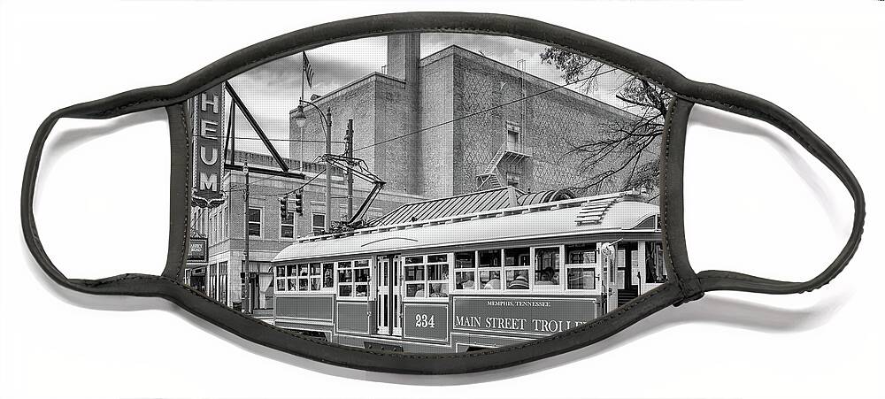 Memphis Face Mask featuring the photograph Downtown Memphis - Black and White by Susan Rissi Tregoning