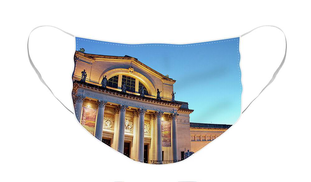 St. Louis Art Museum Face Mask featuring the photograph Dusk at the Art Museum by Randall Allen