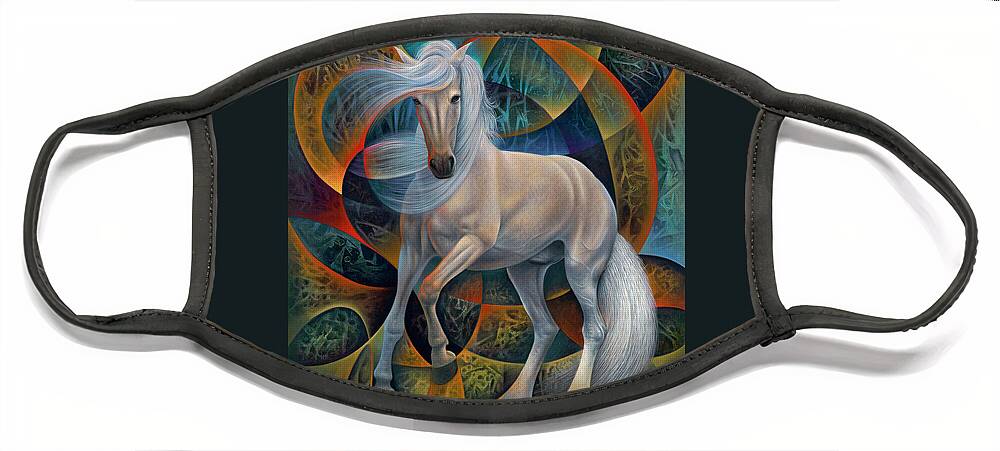 Horse Face Mask featuring the painting Dynamic Stallion by Ricardo Chavez-Mendez
