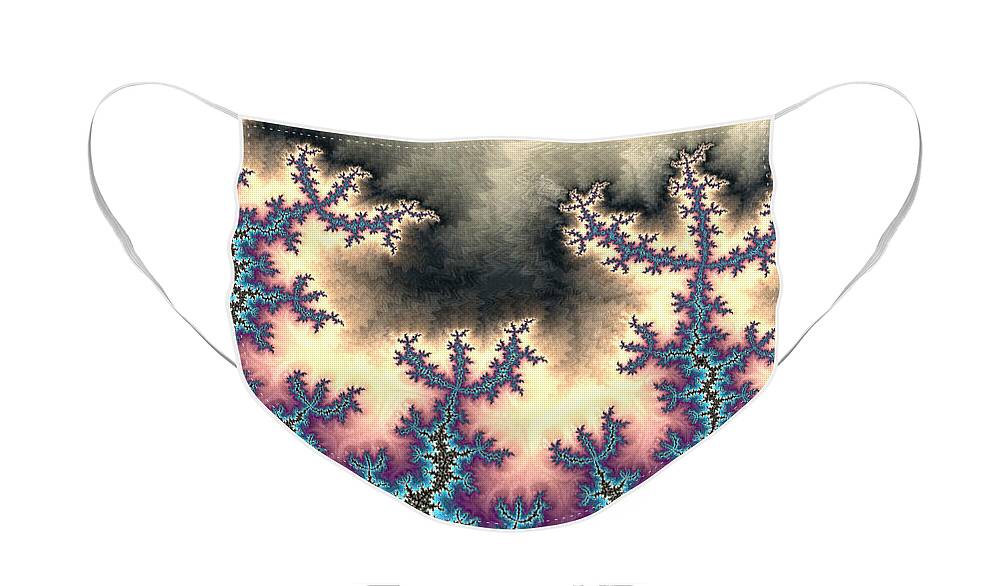 Fractal Art Face Mask featuring the digital art Electric Storm Fractal Abstract by Shelli Fitzpatrick