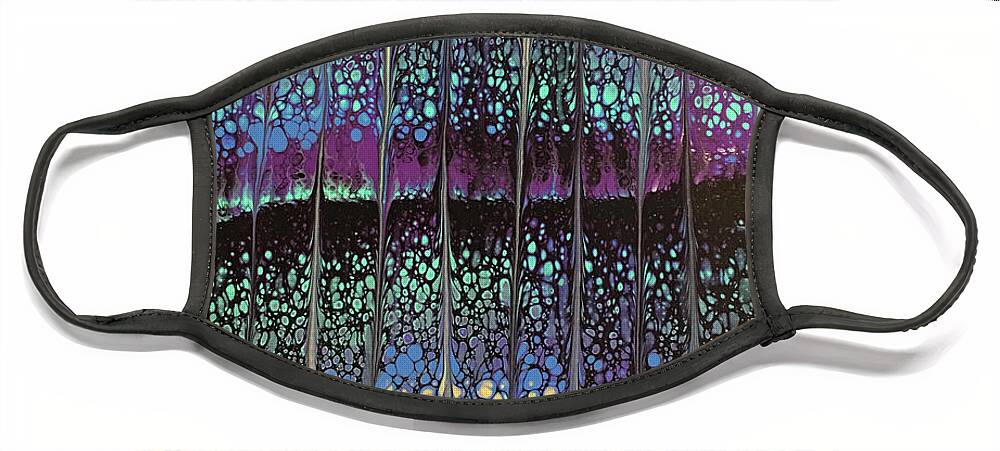 Poured Acrylic Face Mask featuring the painting Enchanted Forest by Lucy Arnold