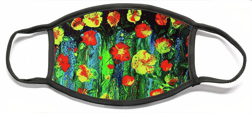 Evening Face Mask featuring the painting Evening Flower Garden by Jeanette French