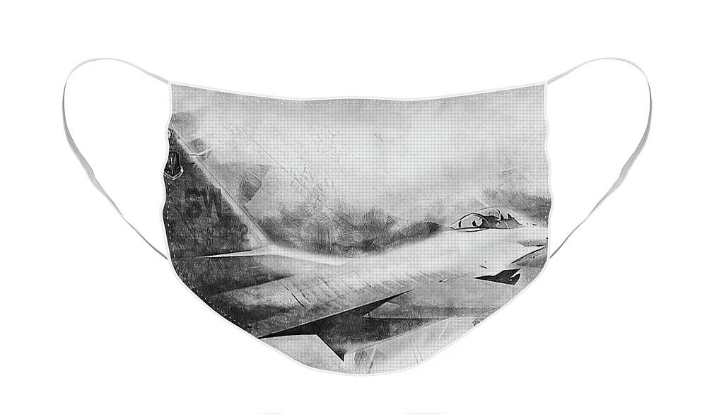 F16 Face Mask featuring the painting F-16 Fighting Falcon - 05 by AM FineArtPrints