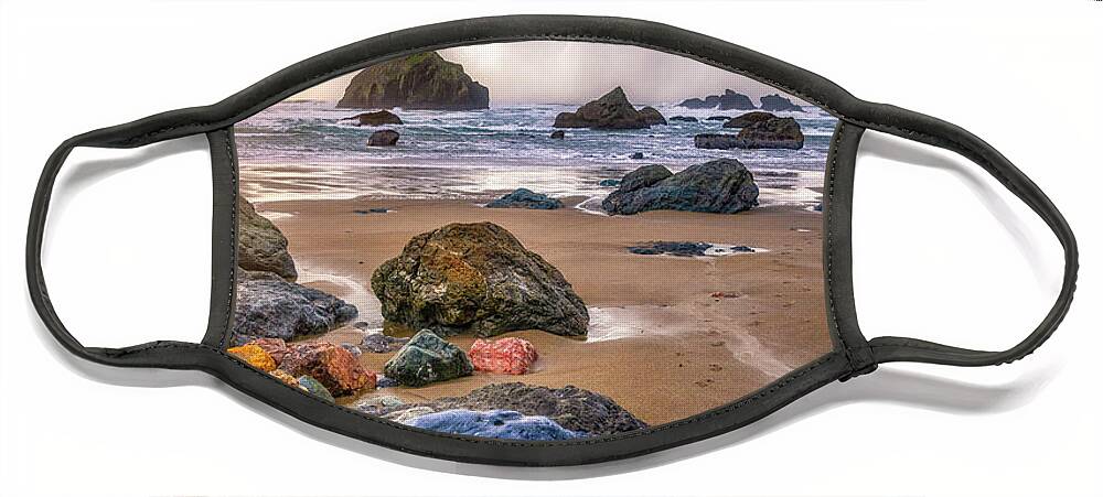 Oregon Face Mask featuring the photograph Face Rock Storm by Darren White