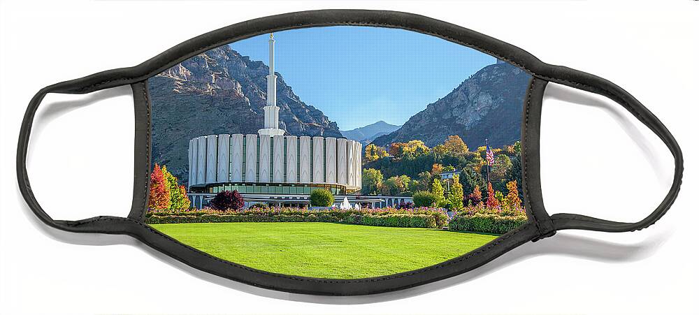 Provo Temple Canvas Prints Face Mask featuring the photograph Fall at the Provo Temple by David Millenheft