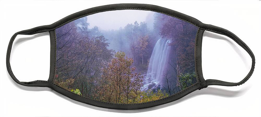 Fog Face Mask featuring the photograph Falling Springs Falls 2 by Nunweiler Photography