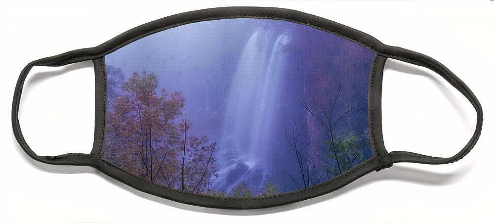 Fog Face Mask featuring the photograph Falling Springs Falls by Nunweiler Photography