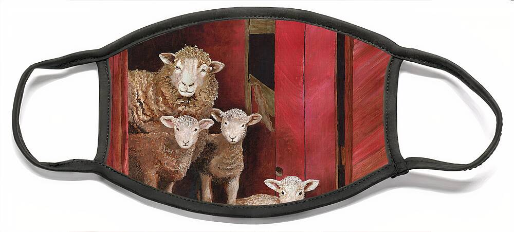 Sheep Face Mask featuring the painting Family Portrait by Megan Collins