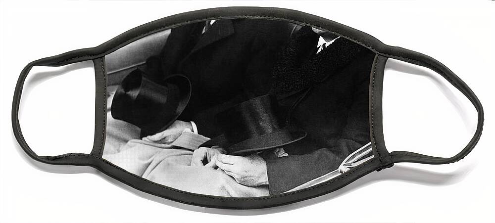 Franklin Roosevelt Face Mask featuring the photograph FDR and Herbert Hoover - Inauguration Day 1933 by War Is Hell Store