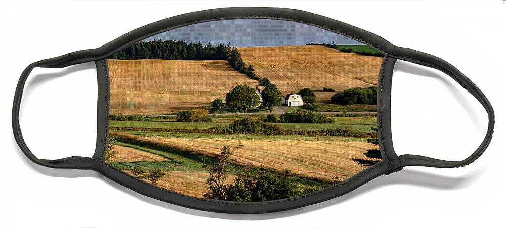 Pei Face Mask featuring the photograph Fields and Farms Patchwork by Marcy Wielfaert