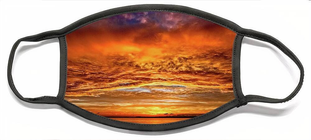 Sunset Face Mask featuring the photograph Fire Over Lake Eustis by Christopher Holmes