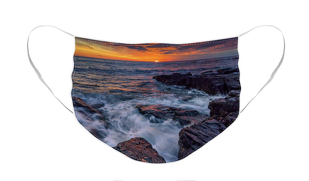 Maine Face Mask featuring the photograph First Light at Marginal Way by Kristen Wilkinson