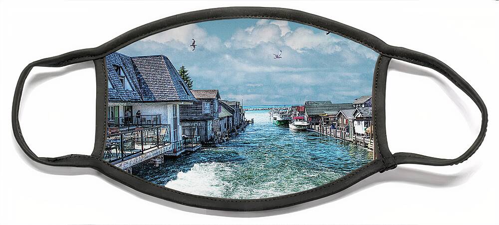 Vacation Face Mask featuring the photograph Fishtown in Leland Michigan by Randall Nyhof