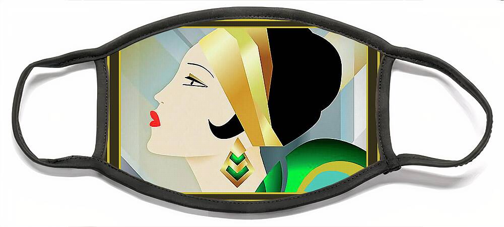 Flapper With Border Face Mask featuring the digital art Flapper With Border by Chuck Staley