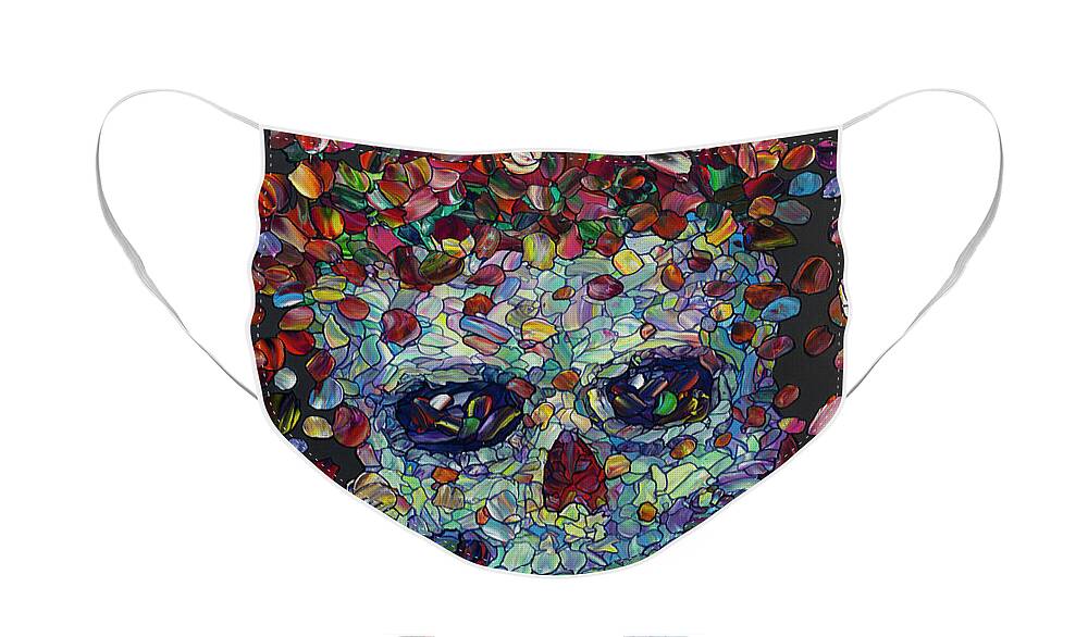 Calavera Face Mask featuring the painting Flowered Calavera by James W Johnson