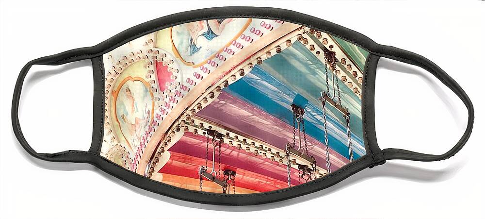 Flying Carousel Face Mask featuring the photograph Flying Carousel 1 - Six Flags America by Marianna Mills