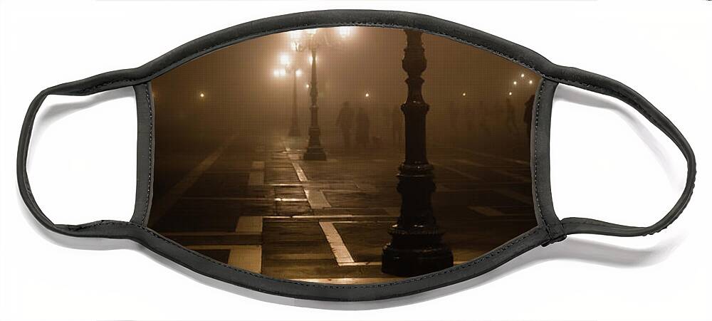 Piazza San Marco Face Mask featuring the photograph Foggy Piazza San Marco, Venice by Lyl Dil Creations