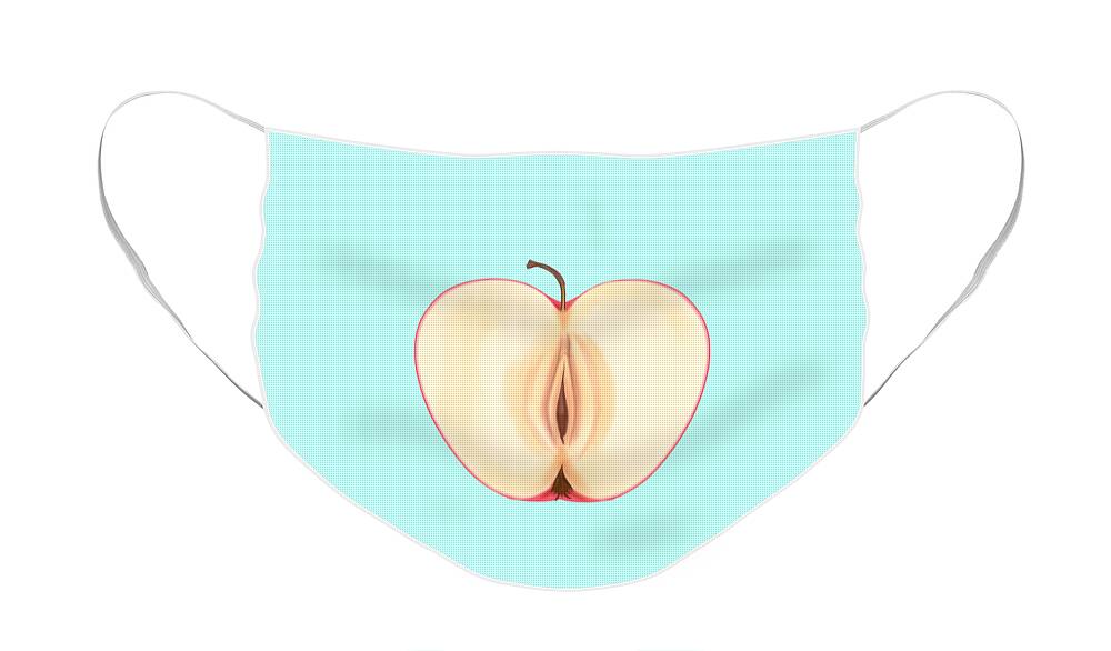 Apple Face Mask featuring the drawing Forbidden Fruit by Ludwig Van Bacon