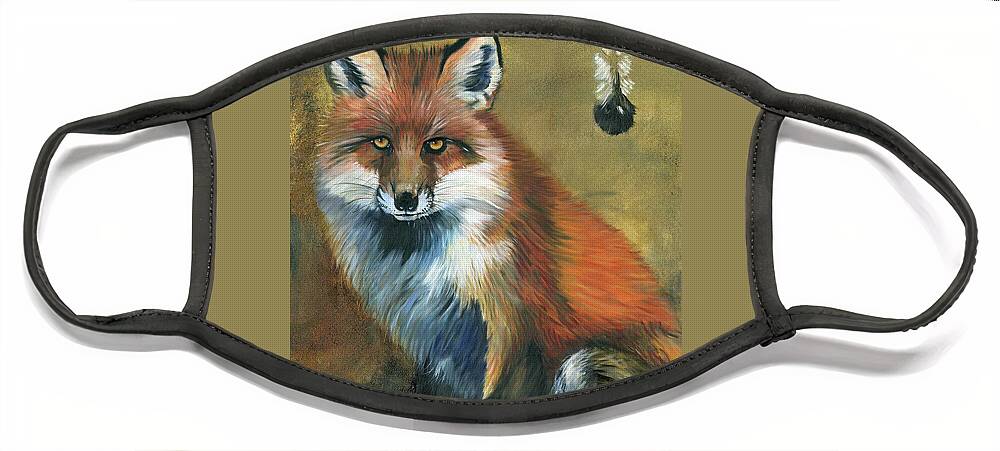 Fox Face Mask featuring the painting Fox shows the way by J W Baker