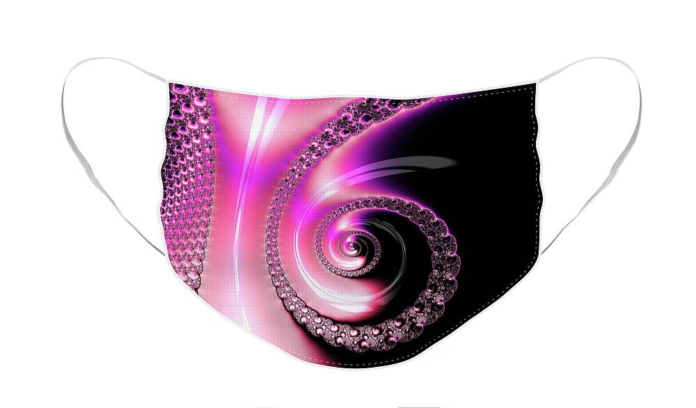 Spiral Face Mask featuring the photograph Fractal Spiral pink purple and black by Matthias Hauser