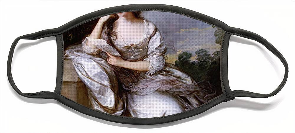 Frances Browne Face Mask featuring the painting Frances Browne by Thomas Gainsborough by Rolando Burbon