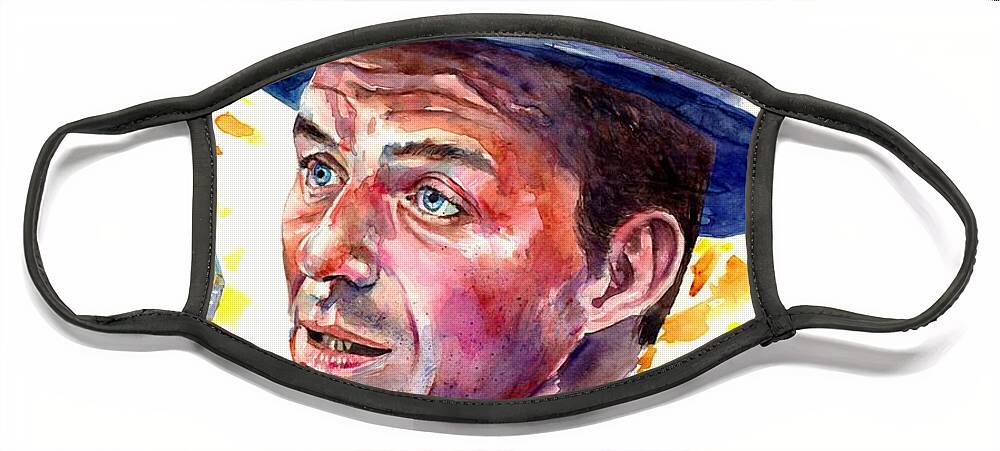 Frank Face Mask featuring the painting Frank Sinatra Singing by Suzann Sines
